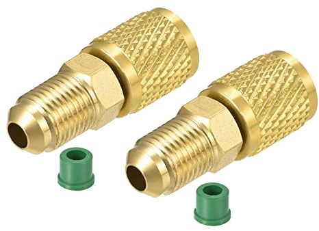 sourcing map Latón Recto Conexión 5/16SAE Macho a 1/4SAE Hembra Rosca,2pcs | Reducción Tubo Accesorios Adaptador