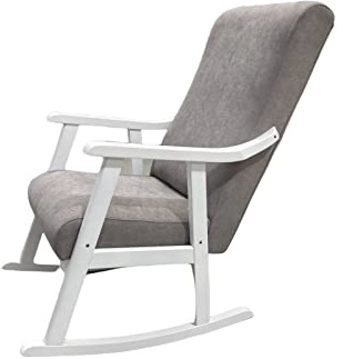 ECO SILLA Y DESCANSO Mecedora Mod. Torino. Sillon, balancin, Mecedora Especial Lactancia, Antimanchas, Madera Haya Maciza, Barnizado Fabricado en España (Gris/Blanco)