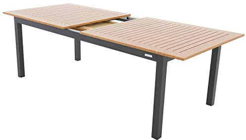 Doppler Ausziehtisch Expert Holzoptik Anthrazit 220/280x100 I Gartentisch ausziehbar I Gartenmöbel Aluminium I Terassenmöbel außen I Outdoortisch für Terrasse & Balkon I Wetterfest & robust