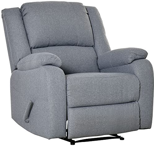 HOMCOM Relaxsessel Fernsehsessel mit Liegefunktion Liegesessel Sessel mit Verstellbarer Rückenlehne, Fußstütze TV-Sessel mit Leinenoptik für Wohnzimmer Schlafzimmer, Hellgrau