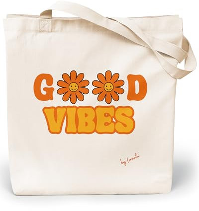 Loxato Stoffbeutel Bedruckt - Stofftasche - Baumwolltasche Bedruckt 100% B35 x H42 x T8 cm - Tragetasche Canvas-Stoff 220 g/m2 - Jutebeutel - Einkaufstasche Lange Henkel 70cm - Einkaufsbeutel