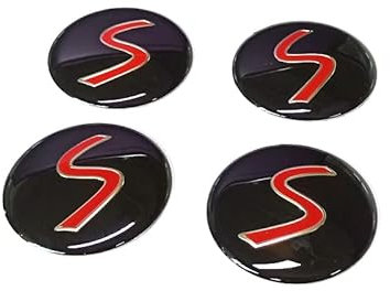YaaGoo para Mini 52 mm 2,05 de diámetro Pegatinas de Cubierta de Tapa de Cubo de Rueda de Coche (4 Piezas, Logotipo S)