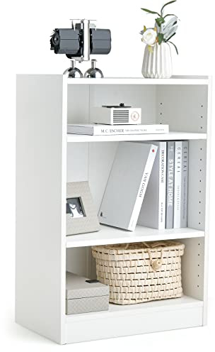 GIANTEX Bücherregal mit 3 Fächern, Offenes Standregal mit 18-stufig verstellbaren Regalen, Holzregal Würfelregal mit Kippschutzvorrichtung, Holz-Regaleinheit für Wohnzimmer Arbeitszimmer, 50x30x75 cm