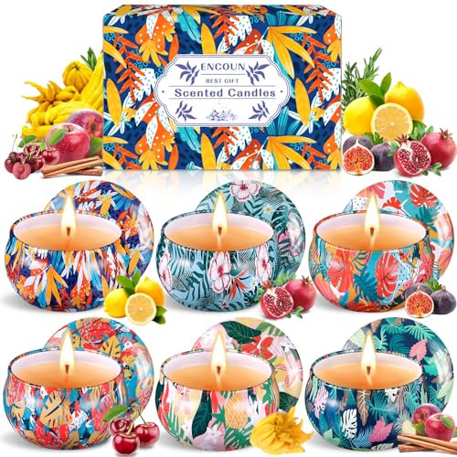 ENCOUN Candele Profumate, Regalo, 6Set, Cera di Soia Naturale 100%, per Donne, Anniversario, Festa della Mamma e Compleanno