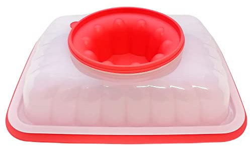 Tupperware Jel Party Mehrschichtige Dessert und Dipform 3,0 L rot weiß Kreative Genüsse für Ihre Party, große Servierform Serviermodell Modell Form Behälter Dessert Kuchen Kranz