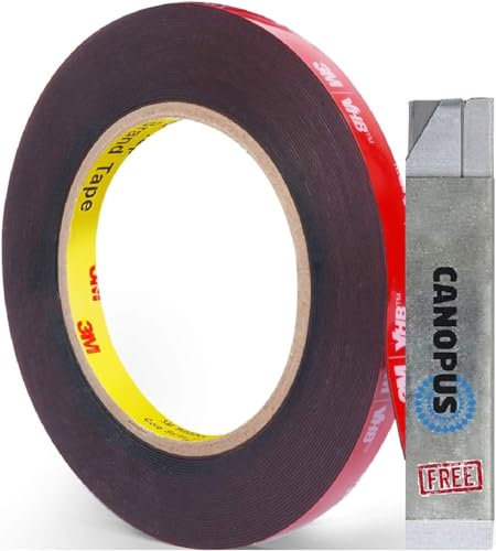 CANOPUS Nastro biadesivo Extra Forte 6,35mm x 4,5m Nastro di montaggio, Nastro adesivo per automobili, Ideale per strisce LED, casa, applicazioni scolastiche, Biadesivo per Auto, grigio scuro