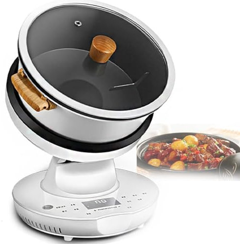 ZXSYYDS Machine à Frire antiadhésive Multifonction, Robot culinaire Commercial, Rotation à 360 ° et Anti-pâte chauffante 3D, réglage du Pot à 3 Vitesses, pour Restaurant à Domicile