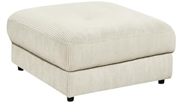 BARURA Fußhocker gepolstert in Cord-Optik, Cream - Bequemer Wohnzimmer Polsterhocker quadratisch - 84 x 43 х 84 cm (B/H/T)