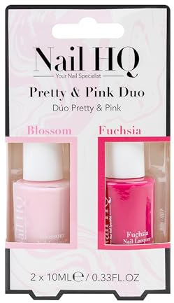 Nail HQ Nail Polish Set – Pretty & Pink Duo – Nail Lacquer Kit Perfect for Nail Art – Vegan & Cruelty-Free – 2 x 10ml