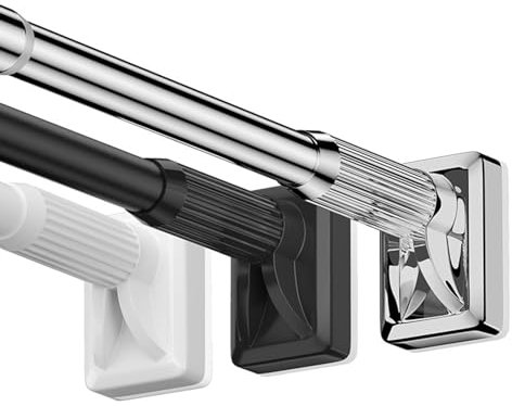 Bastone per tenda estensibile, astina Tenda Metallo, 410CM-500CM, Fissaggio senza trapano né viti, per Bagno, Armadio, Finestra, Divisorio per ambienti (Colore : Bianco, Dimensione : 360-450CM)