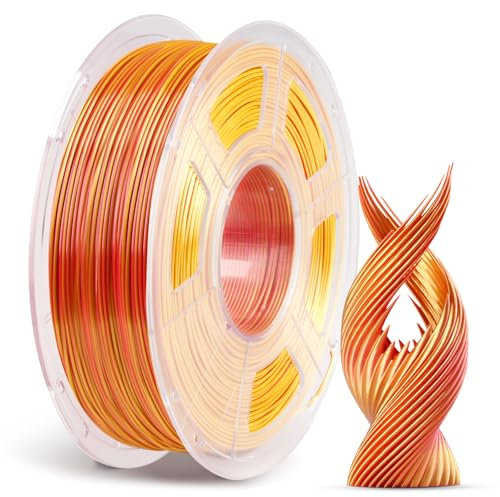 ANYCUBIC Silk PLA Filament, Dual Color PLA Silk Filament 1,75mm, 360° Farbwechsel 3D Drucker Filament, Seidentexturen Prächtige Farbe 1KG Rot Gold
