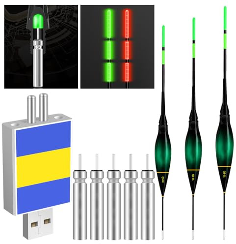 NAVESO 3 Stück LED Posen Angeln, Posen Angeln Mit Gravity Sensing Und Basis, 1.2g/1.8g/2.2g Posen Angeln Smart, Angelzubehör, Angel Zubehör Zum Tauchgebiet Angeln Am See, Fluss Oder Teich