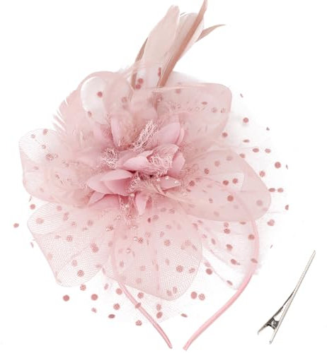 DRESHOW Fascinators Hut Feder Stirnband Damen Fascinators Tee Party Kopfbedeckung mit Clip Blume Stirnband für Mädchen & Damen