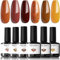 Modelones Smalto Semipermanente Unghie Autunno, Marrone Arancione Glitter 6 Colori Smalti Semipermanenti per Unghie, Soak-Off UV Gel per Nail Art Smalto Gel Professionali Kit