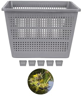 Iflo Flexibel gestaltbare Pflanzkörbe (18 x 18 x 12 cm) für Gartenteiche: mit und ohne Kokos-Einlegematte erhältlich. Ideal für Seerosen und andere Teichpflanzen (5 Pflanzkörbe)