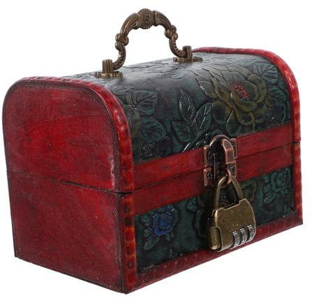 Alipis Vintage Holz Schatztruhe mit Zahlenschloss Aufbewahrungsbox Schmuckkästchen für Wohndekor und Geschenke