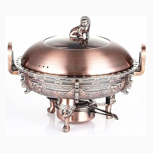 Yiustldd Chafing Dish Buffet-Set, rundes, langlebiges Buffet-Wärmetablett aus Edelstahl, langlebiger Rahmen für Küchenparty-Essensbuffets,Messing