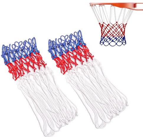2Pcs Braided Multicolor Basketball Net - Fits Standard 12 Loop Hoop for Indoor or Outdoor Gym Equipment
