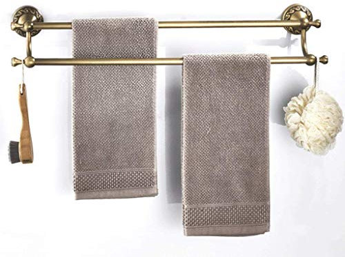 handtuchständer Handtuchhalter aus antikem Messing Badezimmer-Accessoires doppelter Handtuchhalter für Badezimmer und Küche Gold-Finish