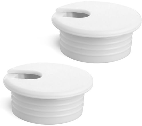 Passacavo da scrivania in plastica, 38 mm, passacavo da scrivania, colore bianco, passacavo per tavolo, ufficio, scrivania, 2 pezzi