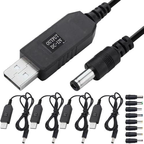 Xiatiaosann Câble adaptateur convertisseur USB DC 5V 2A à DC 12V, adaptateur USB avec prise DC 5.5 x 2.5mm pour ventilateur, lampe de table, avec convertisseur DC (3.3FT, 4 Pack)