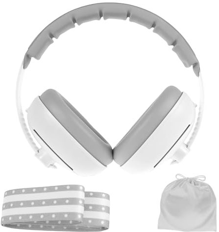 NIHUIFDPY Casque anti-bruit 2 en 1 pour bébés et tout-petits jusqu'à 48 mois, casque réglable avec bande extensible, casque antibruit pour bébé contre les dommages auditifs et améliore le sommeil,