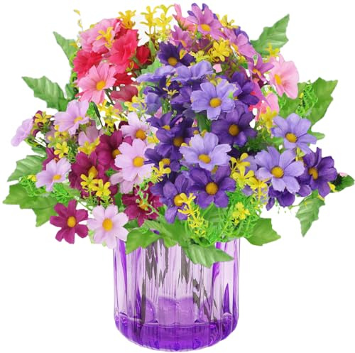 astylishome Flores artificiales para tumbas, arreglos florales falsos, ramos florales falsos con tallo largo, centros de mesa para decoración de mesa de comedor, cocina, 2108