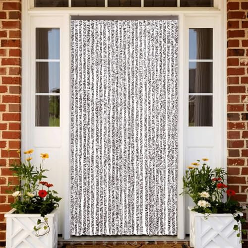 Sufrk Insektenschutz-Vorhang Braun und Beige 120x220 cm Chenille Insektenschutz BalkontüR Fliegenvorhang TüR TüRvorhang Insektenschutz