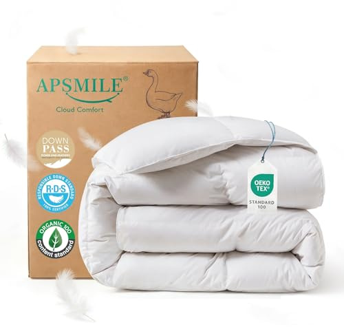 APSMILE Leichte Daunendecke 135x200 Sommer I 100% Baumwolle Bettdecke mit 50% Gänsedaunen & 50% Gänsefedern I Luxuriöse dünne Sommerdecke | Tierwohl Zertifiziert (DOWNPASS) | Oeko-TEX Klasse 1