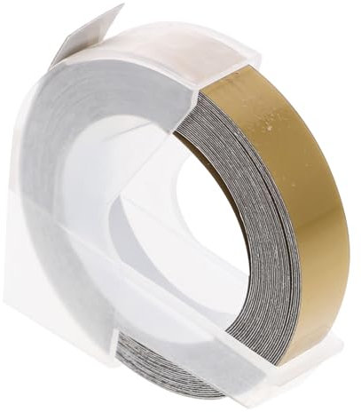 BRIGHTFUFU Prägeetiketten 9mm Gold Für Manuelle Etikettendrucker Tragbare Beschriftungsbänder Für Büro Haushalt Schule Vielseitiges Etikettenband Kompatibel Mit Prägegerät