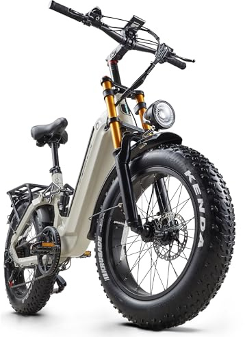 VOZCVOX Elektrofahrrad 20 Zoll E Bike Herren Damen Pedelec E-Mountainbike mit Abnehmbarer 48V 20Ah Akku,Hydraulische Bremsen,Vollefederung