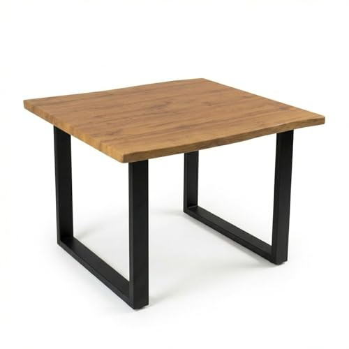 Bett11 Esstisch 80x80 cm Eiche-Optik U-Gestell Schwarz | 40 mm starke Tischplatte aus MDF-Holzwerkstoff mit markanter Baumkante