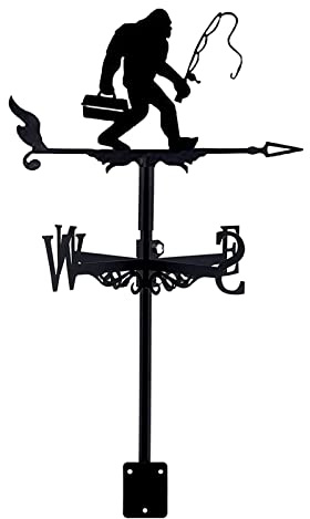 Veleta de metal para pesca con montaje en techo, decoración de jardín, kit indicador de dirección del viento para exteriores, granja, patio, jardín, cenador