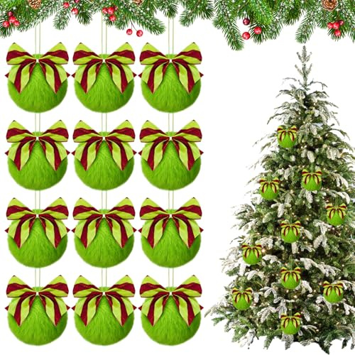 Grün Weihnachtskugeln 12 Stück Weihnachtskugeln Grün Weihnachtsbaumkugeln Weihnachtsbaumschmuck Grüne Weihnachtskugelns Grüne Deko Weihnachtsdeko Outdoor für Weihnachtsbaum Deko (C)
