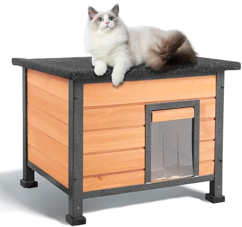 Outdoor Cat House，Outdoor Cat House Weatherproof, Openable Asphalt Roofs，cat House for Cats, Dog, Small to Medium Pets, Large Wooden Cat Houses
