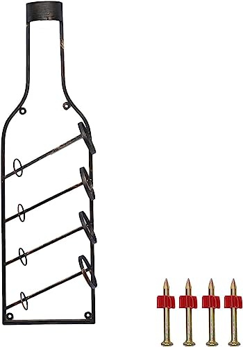 Étagère à vin murale à 4 niveaux vintage pour cuisine, bar ou cave - Solution de rangement élégante pour économiser de l'espace - Parfait pour les amateurs de vin et la décoration d'intérieur
