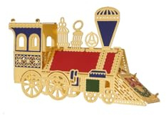 Krebs Glas Lauscha - Weihnachtsdekoration/Christbaumschmuck - Weihnachtsaufhänger aus Metall - Motiv: Eisenbahn - Größe: ca. 5,5 cm