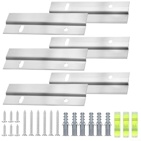 3 soportes de pared de hierro en Z para colgar cuadros con accesorios de instalación completos que incluyen tornillos, anclajes y nivel para un montaje estable del marco