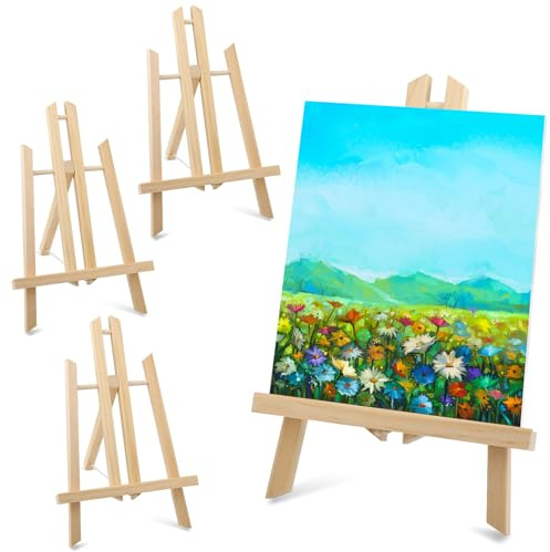 4PCS Easel Stand for Display, 30 CM/12 Inch Foldable Wooden Tabletop Easel | Adjustable Small Table Top Easels for Paintings Drawings Photos Menus Signs Classroom Arts Display, Lightweight and Portable