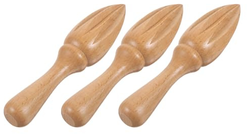 Mikinona Presse-Citron Manuel en Bois de Hêtre Non Verni Lot de 3 Petits Presse-Agrumes pour Citron Orange et Lime Accessoire la Cuisine Pratique pour Jus Frais et Rapide