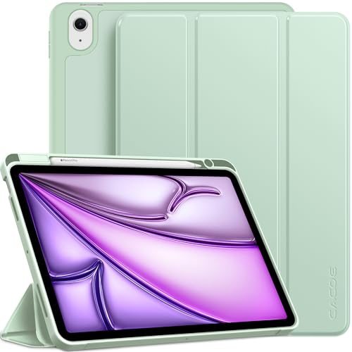 EasyAcc Coque pour iPad Air 11 M4/M3/M2, Air 5/4 10,9 avec Porte-Stylet | Housse Étui de Protection Ultra Fin Housse en TPU,Vert matcha