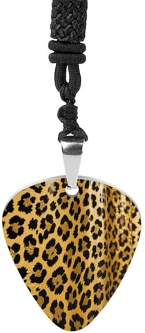 VstaDank Leopardtryck gitarr plektrum halsband anpassad metall gitarr hänge rock plektrum halsband personlig plektrumhållare hänge för gitarrer bas ukulele