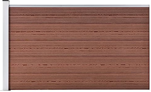 Yisssmeng Lot de panneaux de clôture de jardin WPC - 175 x 105 cm - Marron - Bois composite - Éléments de clôture pour cour, clôture de jardin et clôture pour chien - Résistant aux intempéries et