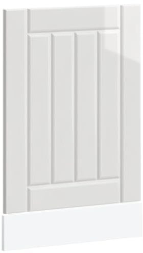 WRJENFSC Lucca Panneau de lave-vaisselle 45 cm de large, panneau avant pour lave-vaisselle, blanc brillant, façade de cuisine en bois, convient pour lave-vaisselle encastrable de 45 cm, dimensions