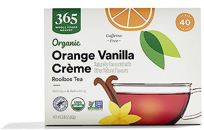 365 by Whole Foods Market, Organic Orange Vanilla Crème Rooibos Herbal Tea, Caffeine Free, 40 Count