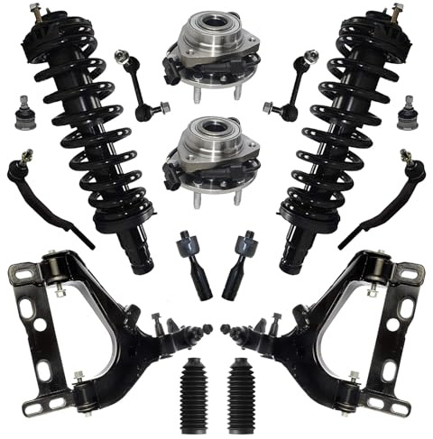 Detroit Axle - 18pc Front End Kit for 04-07 Chevy Trailblazer GMC Envoy Buick Rainier Upper Lower Control Arms [4.2 L] Struts Wheel Bearing Hubs Sway Bars Inner Outer Tie Rods Ball Joints Replacement
