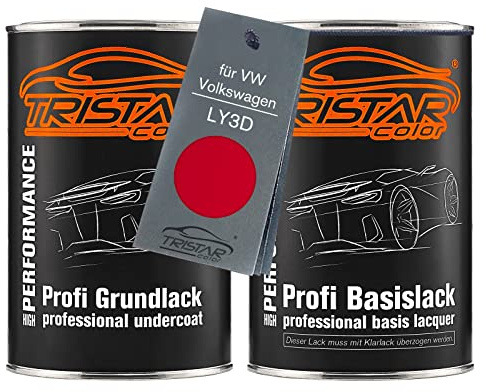 TRISTARcolor Autolack Set Dose spritzfertig für VW/Volkswagen LY3D Tornadorot Grundlack + Basislack 2,0 Liter 2000ml