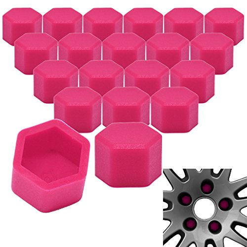 RYHX 20x Radschrauben Silikon Kappen Set Abdeckung SW21 21MM Pink