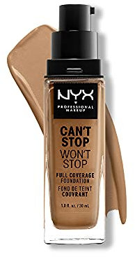 NYX Professional Makeup Can't Stop Won't Stop Full Coverage Foundation, Langanhaltend, Wasserfest, Vegane Formel, Mattierter Teint, Farbton: Golden