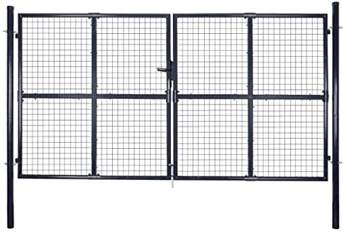 vidaXL Maschen-Gartentor verzinkter Stahl 300 x 150 cm Grau